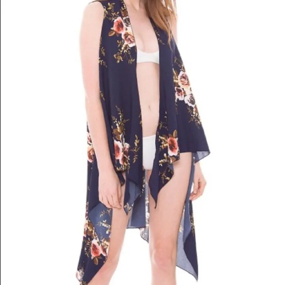 Floral Navy Swim‎ Coverup